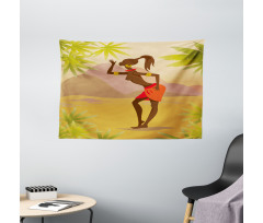 Young Girl Exotic Wide Tapestry