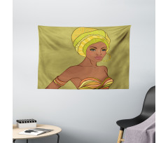 Fashion Lady with Earrings Wide Tapestry