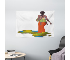 Mother Baby Map Wide Tapestry