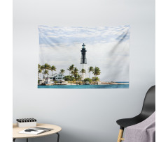 Lighthouse Palms Wide Tapestry