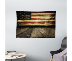 Vintage Flag Wood Wide Tapestry