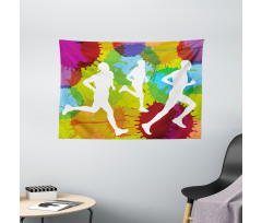 Runners in Watercolors Wide Tapestry