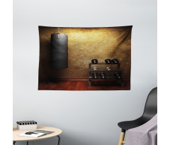 Gym Room and Dumbbells Wide Tapestry