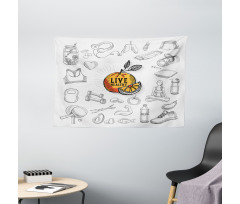 Live Healthy Theme Wide Tapestry