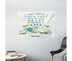 Positive Life Phrase Wide Tapestry
