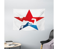 Athlete Silhouette Star Wide Tapestry