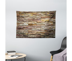 Urban Brick Slate Wall Wide Tapestry