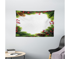 Xmas Frame Pine Cones Wide Tapestry