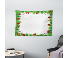 Pine Red Bows Wide Tapestry