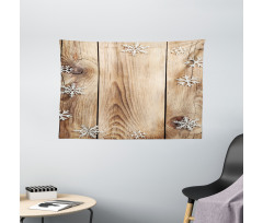 Wood Plank Snowflakes Wide Tapestry