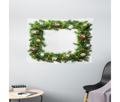 Winter Square Wreath Wide Tapestry