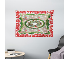 Fir Wreath Ornaments Wide Tapestry