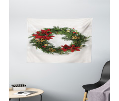 Poinsettia Blossoms Wide Tapestry