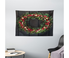 Fir Xmas Wreath Wide Tapestry