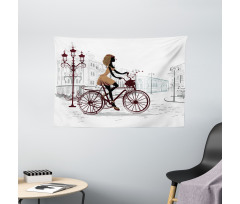 Young Girl in Paris Wide Tapestry