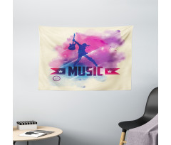 Rock Star and Guitar Wide Tapestry
