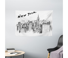 Vintage Hand Drawn City Wide Tapestry