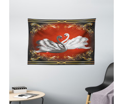 Romantic Swan Couple Wide Tapestry