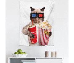 Komedi Mikrofiber Duvar Halısı Sinemadaki Kedi