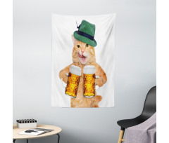 Cool Cat Hat Beer Mug Funny Tapestry