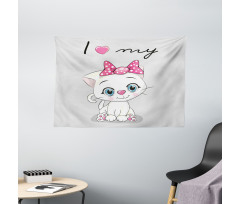 Cartoon Cat Pet Wide Tapestry