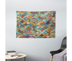 Checkered Folk Wide Tapestry