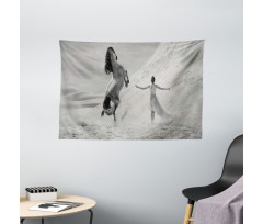 Horse and Lady Wide Tapestry