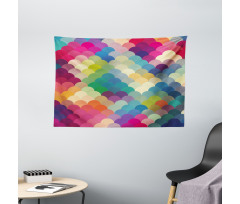 Colorful Retro Scales Wide Tapestry