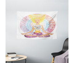 Woman in Lotus Position Wide Tapestry