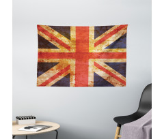 Union Jack Motif Grunge Wide Tapestry