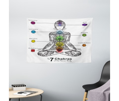 7 Chakra Signs Ornate Wide Tapestry