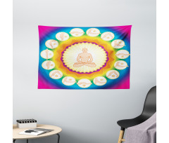 Yogi Lotus Posture Poses Wide Tapestry