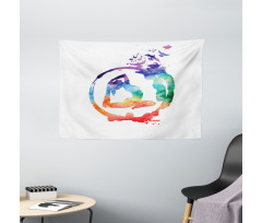Watercolors Birds Music Wide Tapestry