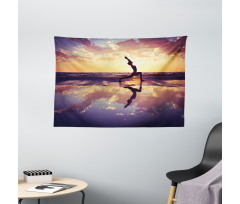 Woman on Beach Dramatic Wide Tapestry