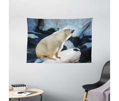 Polar Bear in Park Rocks Wide Tapestry