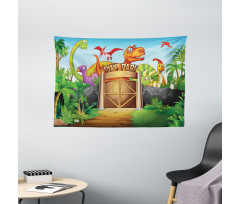 Wild Dinosaurs Park Door Wide Tapestry