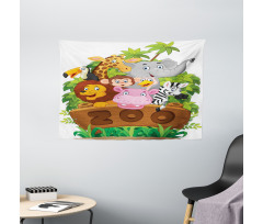 Happy Animals Fresh Trees Wide Tapestry