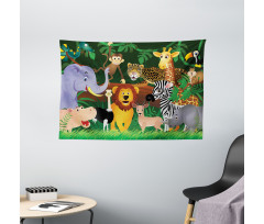 Exotic Jungle Cheerful Fun Wide Tapestry