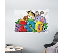 Zoo Sign Various Mascots Wide Tapestry