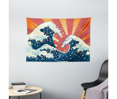 Sunset Surf Water Wide Tapestry
