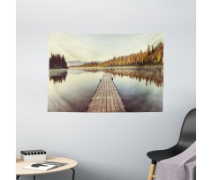 Wooden Pier on the Lake Wide Tapestry