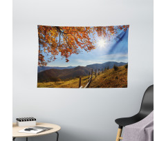 Fallen Leaves and Hills Wide Tapestry