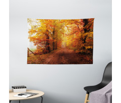 Footpath in Foggy Woods Wide Tapestry