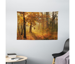 Misty Autumnal Forest Wide Tapestry