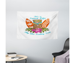 Words Hibiscus Wide Tapestry
