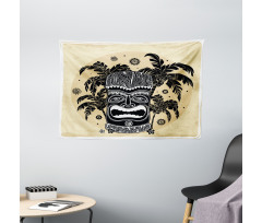 Mask Palm Ornate Wide Tapestry
