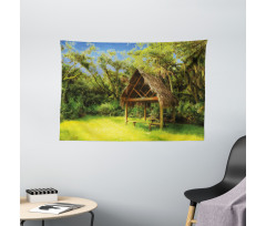 Tropic Hut Woods Wide Tapestry