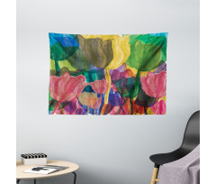 Watercolor Garden Art Wide Tapestry