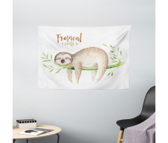Young Animal on Palm Tree Wide Tapestry