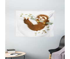 Cheerful Animal on Tree Wide Tapestry